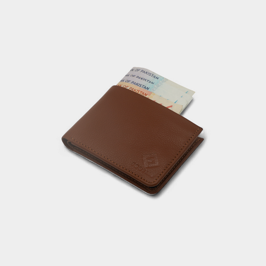 Classic Textured Genuine Tan Leather Bi-Fold Wallet