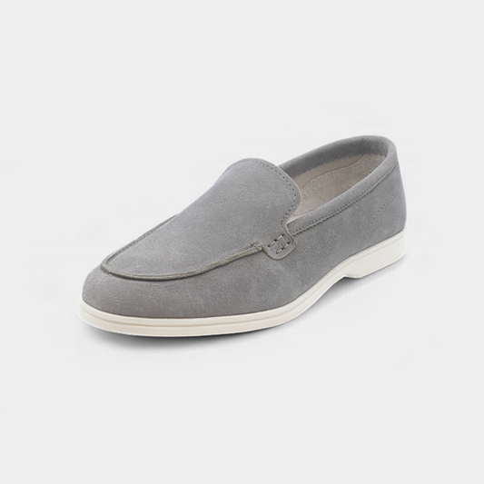 Men's Grey Suede Leather Venetian Loafers - FT04-0831