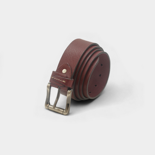 Fancy Loop Burgundy Genuine Leather Belt – FTB‑GL2