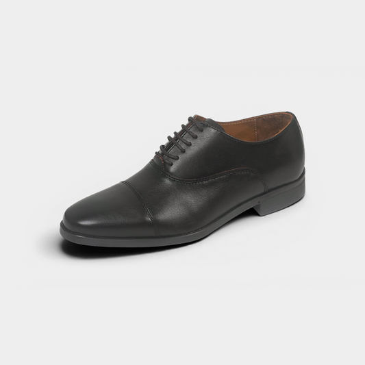 Men's Dark Brown Leather Plain Toe Oxford Shoes – FT07-0403