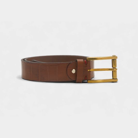 Croco Hand Finished Tan Genuine Leather Belt – FTB-CHF