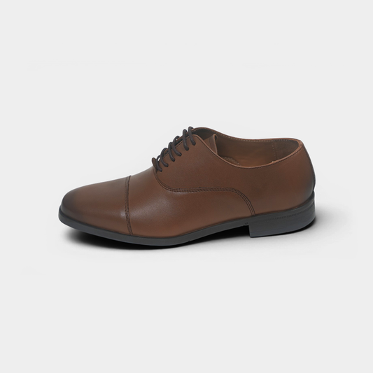 Men's Tan Leather Plain Toe Oxford Shoes – FT07-0403