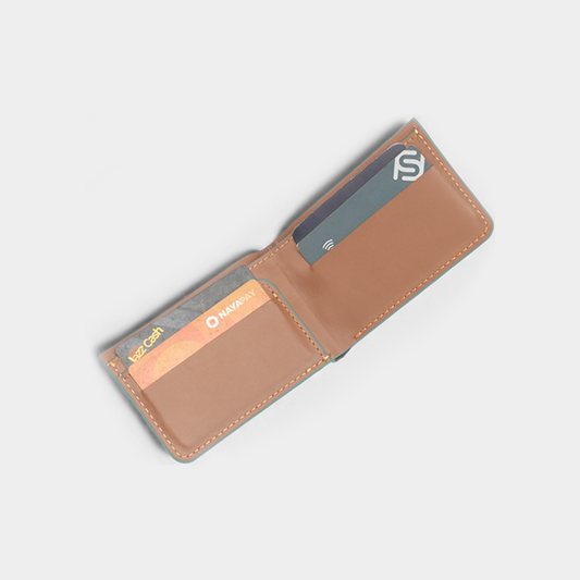 Dual-Tone Soft Genuine Tan Leather Wallet