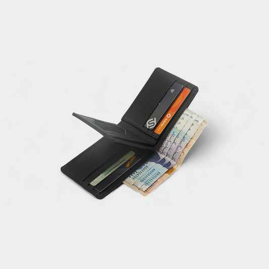 Textured Genuine Chocolate Leather Tri-Fold Wallet