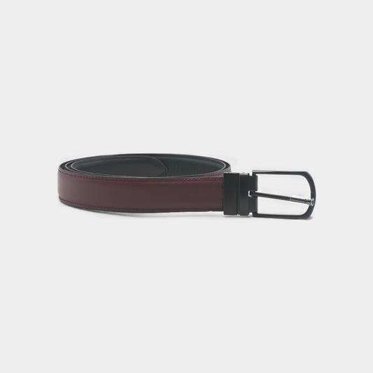 Premium Black & Burgundy Reversible Leather Belt – FTB-BUILD
