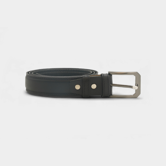 Classic Black Stitched Genuine Leather Belt – FTB-GL3