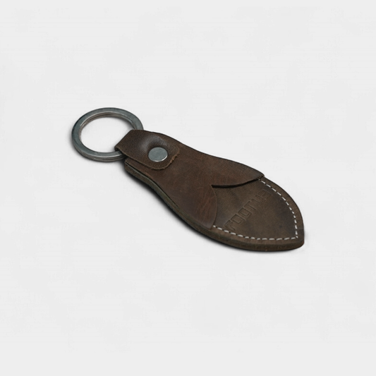 Handmade Dark Brown Leather Keychain