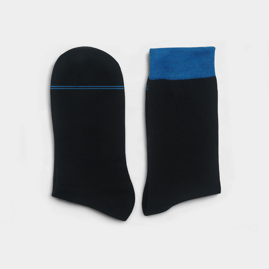 Men’s Black Socks with Blue Aster Cuff – FTS02