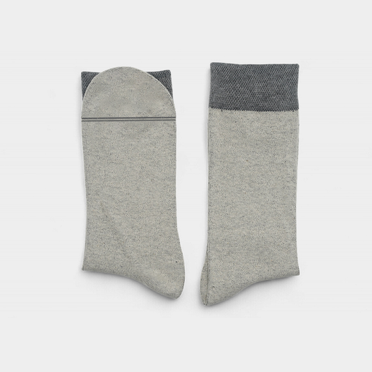 Men's Light Grey Socks With Grey Cuff - FTS01