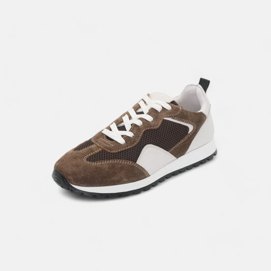 Men's Brown Suede Mesh Sneakers - FT05-0585