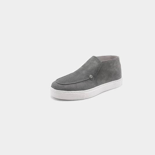 Men's Dark Grey Suede Leather Mid-Top Sneakers - FT05-1137
