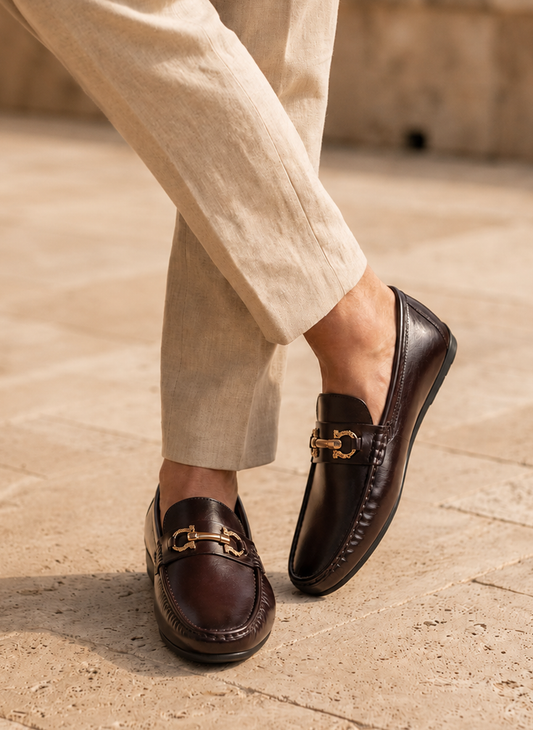 Men’s Brown Leather Horsebit Loafers – FT03-002