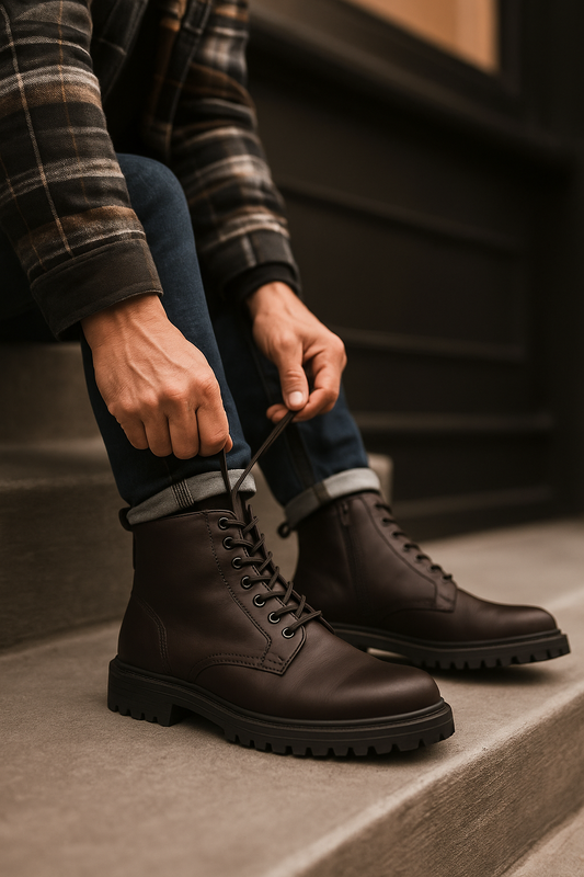 Men’s Brown Leather Lace-Up Boots – FT06-1011
