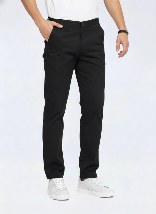Men’s Black Stretch Twill Chinos – FTT-2116-0925