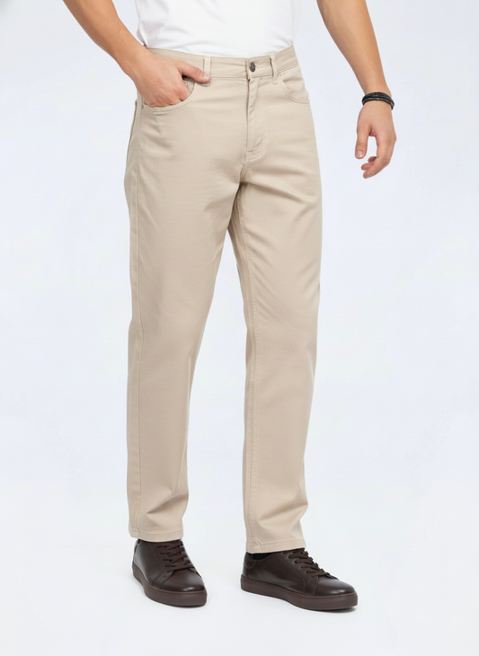 Men’s Beige Stretch Twill Chinos – FTT-7575-0925