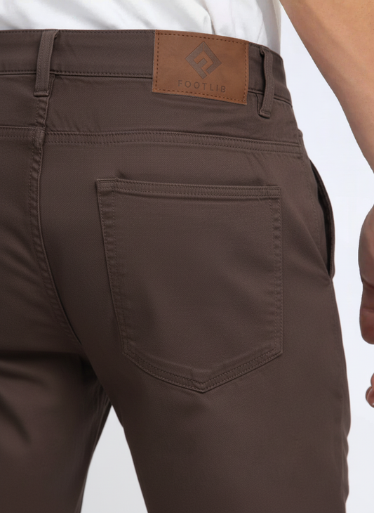 Men’s Brown Stretch Twill Chinos – FTT-7575-0925