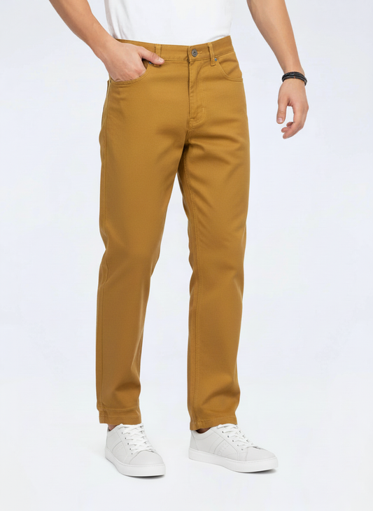 Men’s Mustard Stretch Twill Chinos – FTT-7575-0925