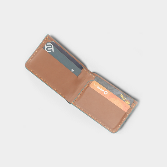 Dual-Tone Soft Genuine Tan Leather Wallet