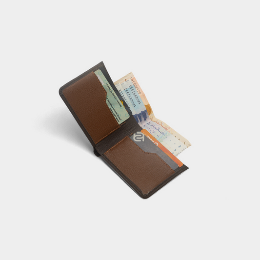 Classic Textured Genuine Chocolate Leather Bi-Fold Wallet