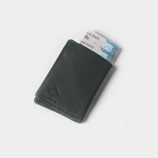 Men’s Premium Leather Bi-Fold Wallet – Black– with ID Window & Multi Card Slots