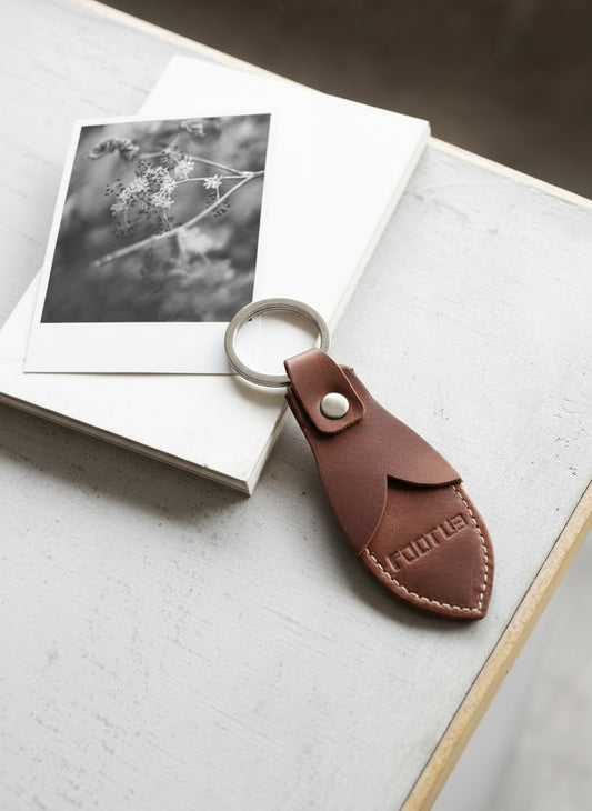 Handmade Brown Leather Keychain