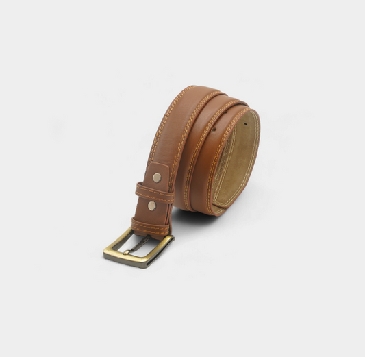 Classic Brown Stitched Genuine Leather Belt – FTB-GL3