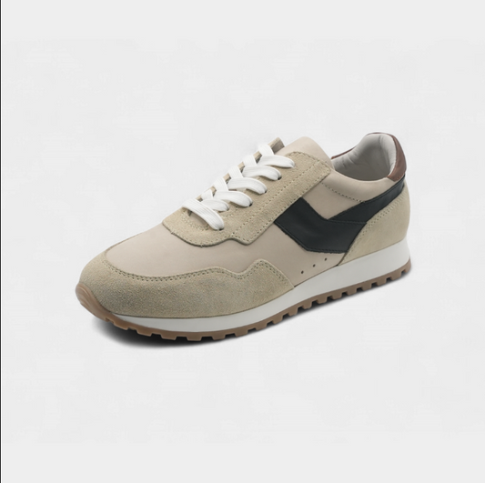 Men's Beige Suede & Leather Sneakers - FT05-0704