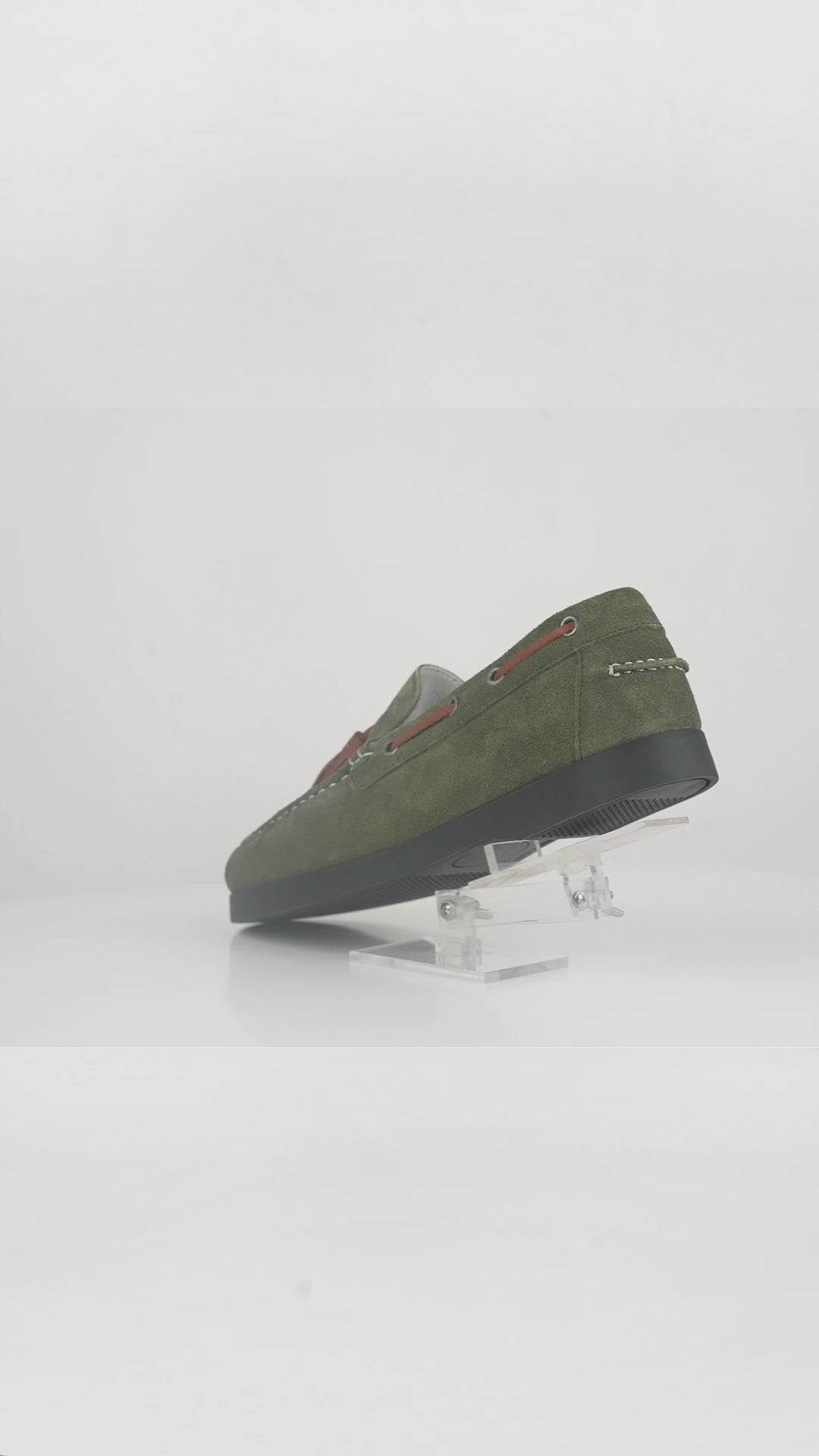 Men's Olive Suede Tassel Boat Loafers - FT04-0991