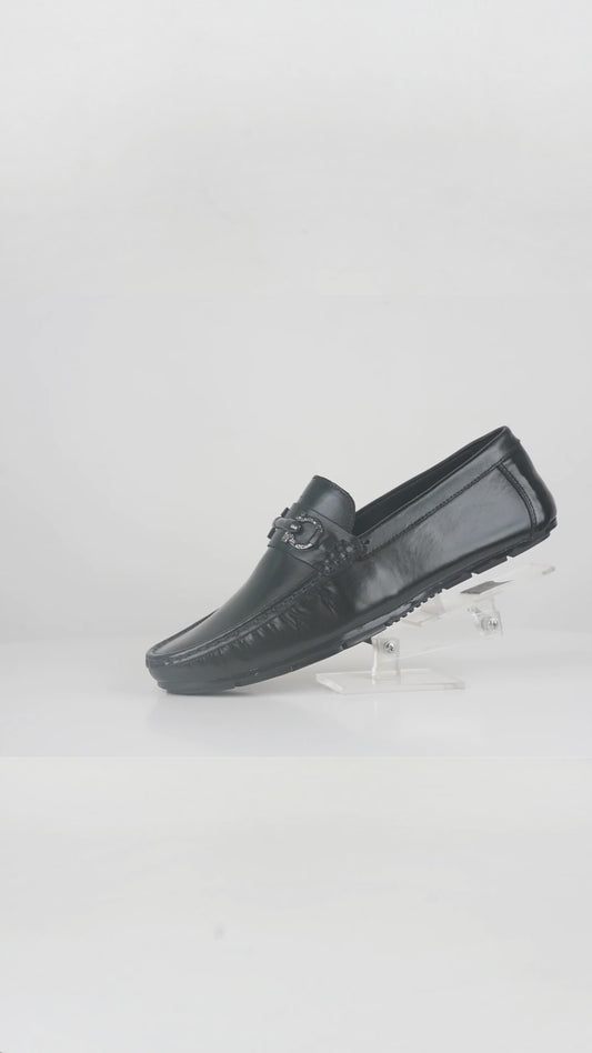 Men’s Black Leather Horsebit Loafers – FT03-002