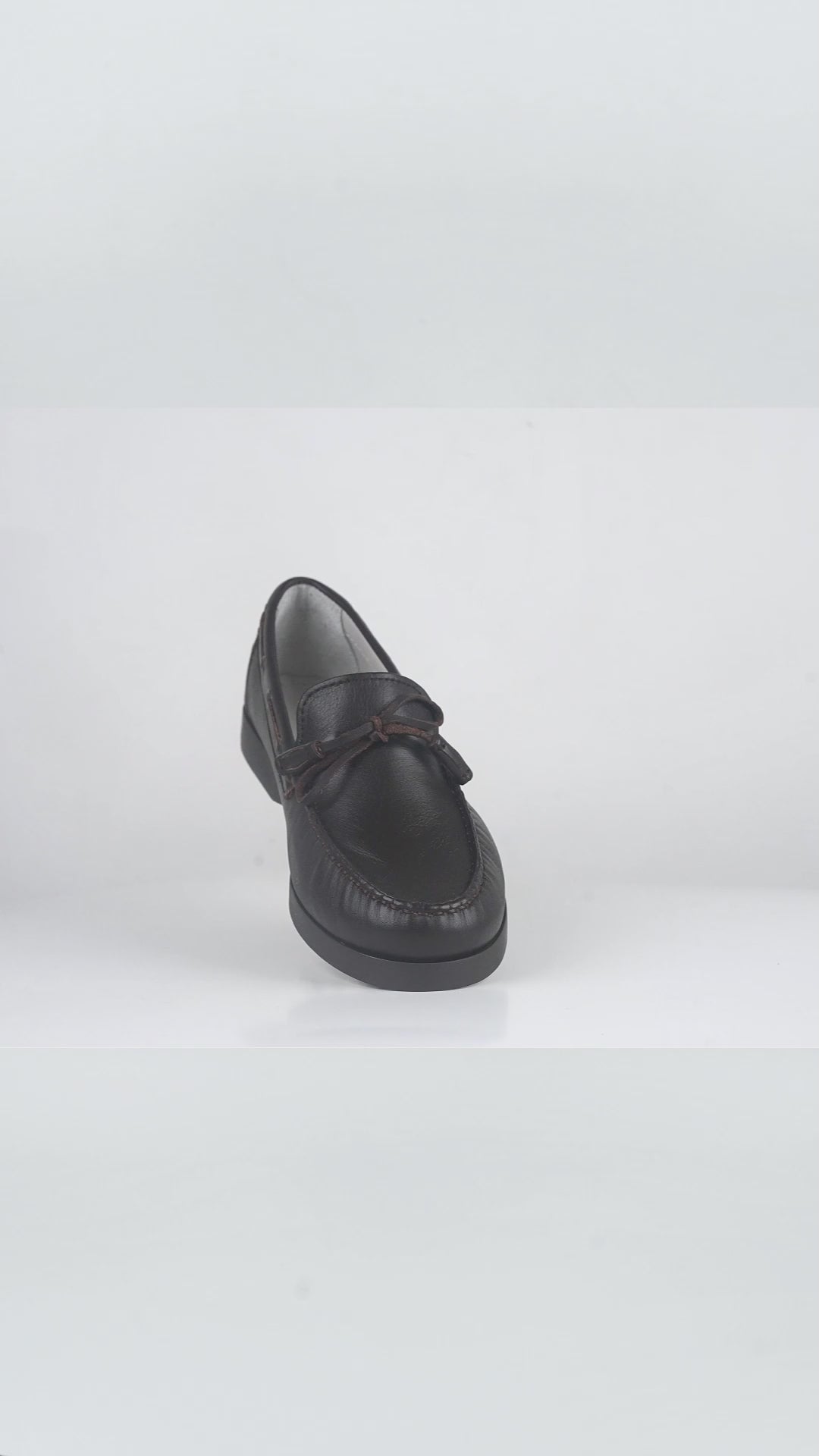 Men's Brown Leather Tie-Front Boat Loafers - FT04-0990