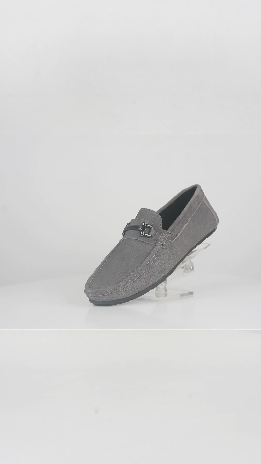 Men’s Grey Suede Leather Horsebit Moccasins – FT03-001