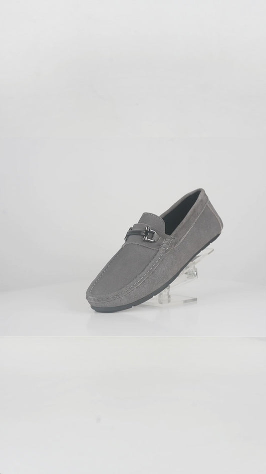 Men’s Grey Suede Leather Horsebit Moccasins – FT03-001
