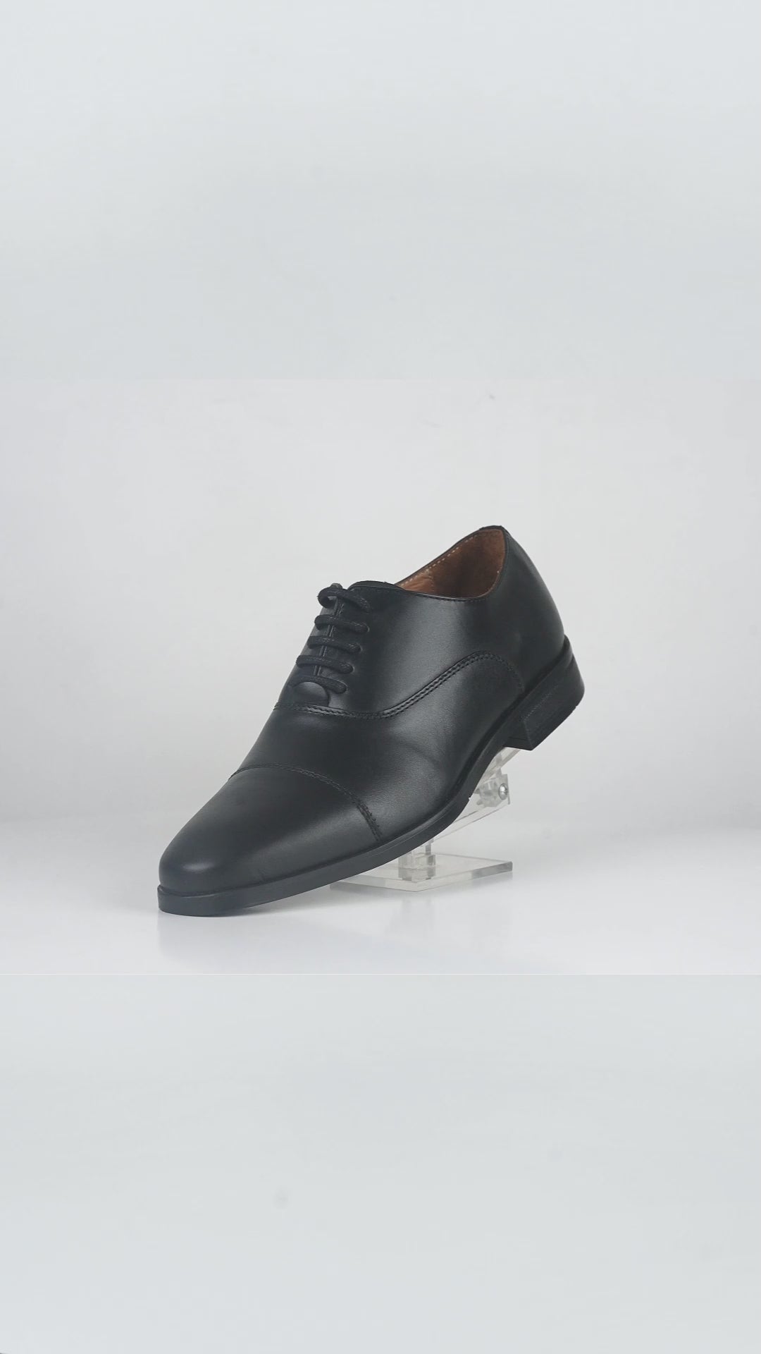 Men's Black Leather Plain Toe Oxford Shoes – FT07-0403