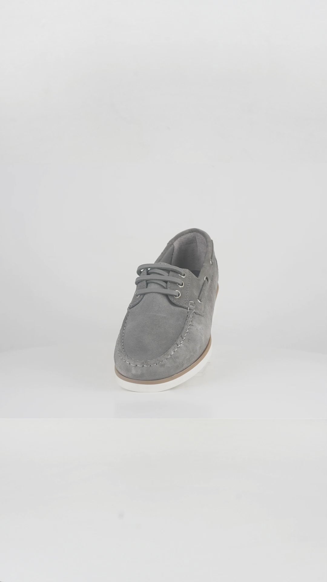 Men's Grey Sued Leather Boat Shoe - FT04-0301