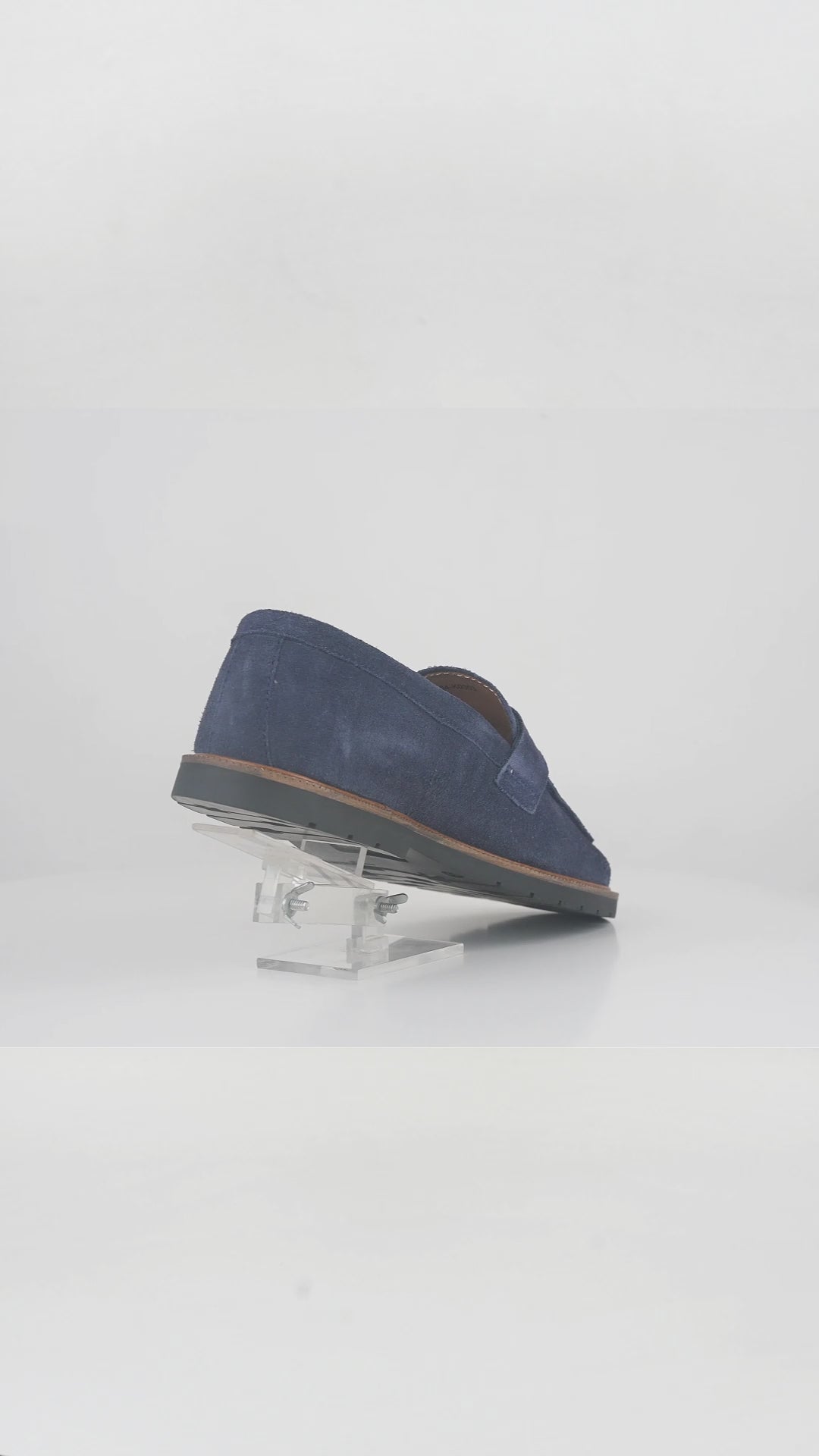 Men's Navy Suede Leather Venetian Loafers - FT04-K0303