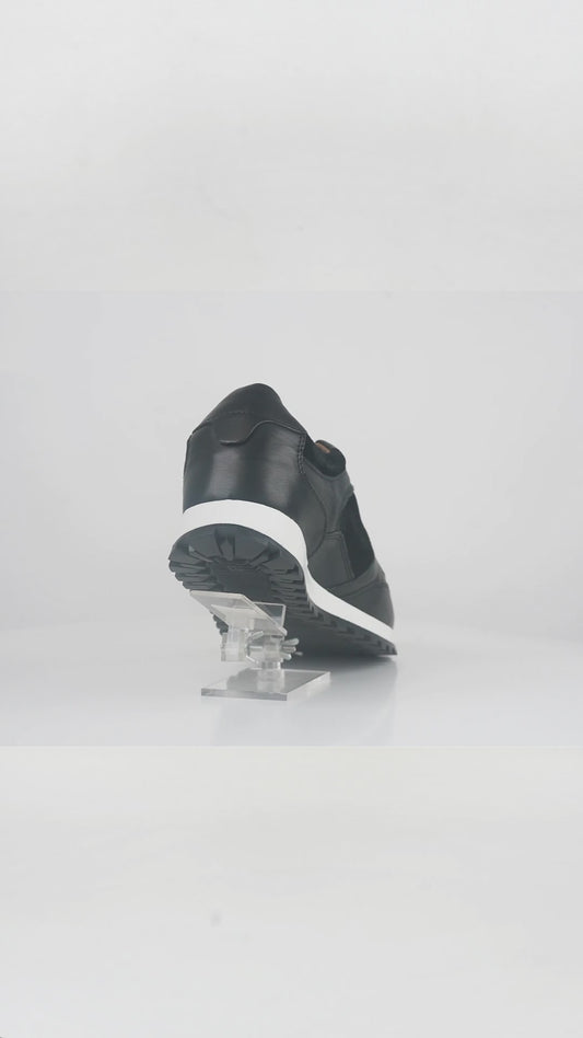Men's Black Leather Casual Sneakers - FT05-0703