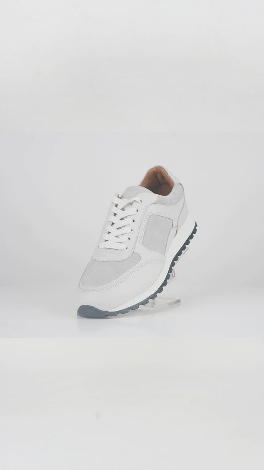Men's White Leather Casual Sneakers - FT05-0703