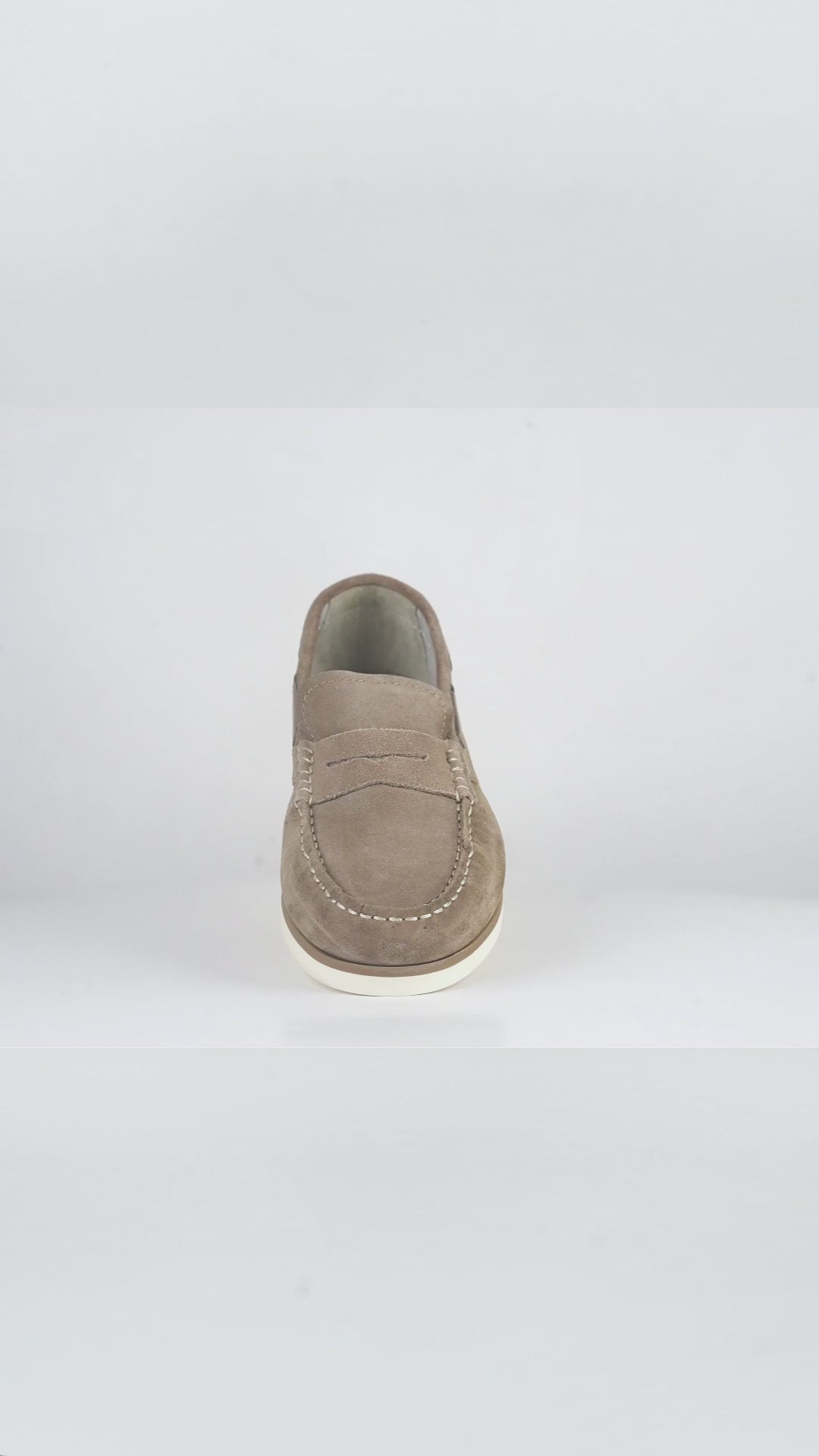 Men's Beige Suede Leather Penny Loafers - FT04-0434