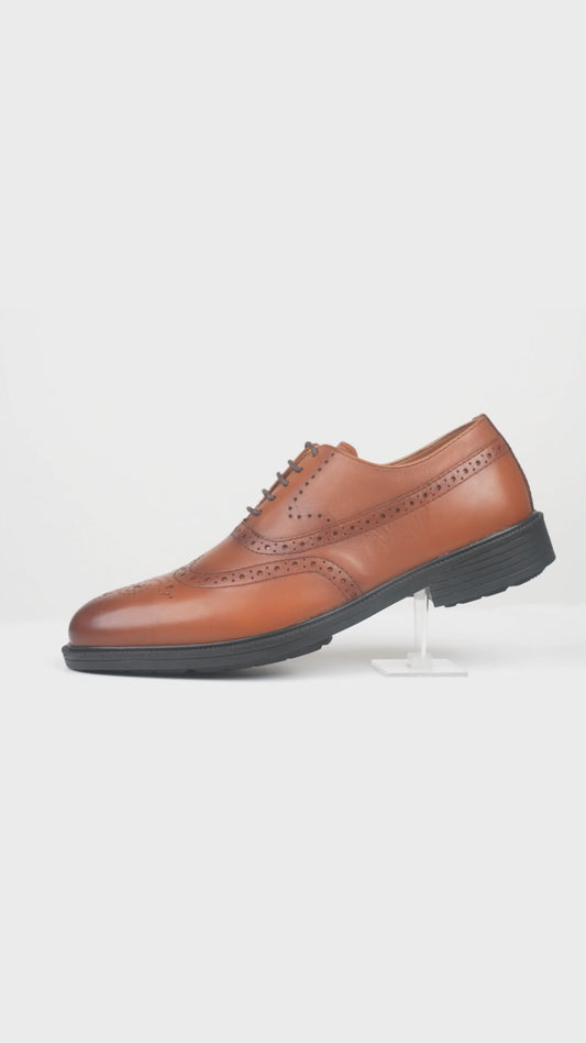 Men’s Tan Leather Brogue Oxford Shoes – FT07-1050