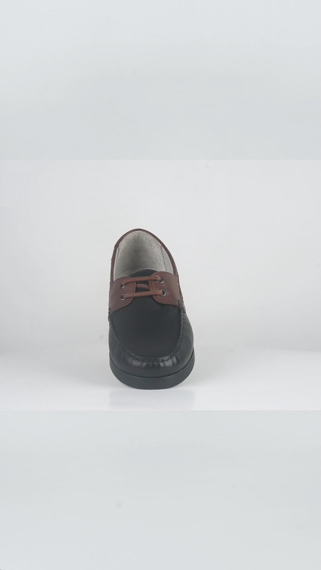 Men's Black & Brown Leather Boat Loafers - FT04-0989