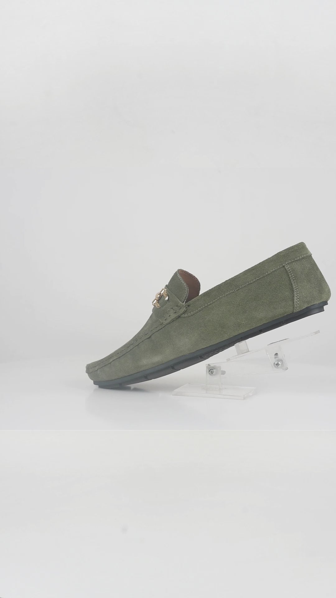 Men’s Olive Suede Leather Horsebit Moccasins – FT03-001